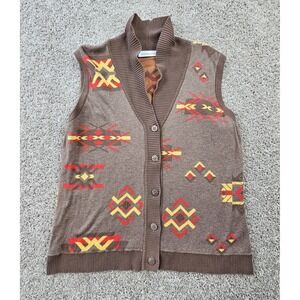 Breckenridge Sweater Vest Cardigan Tribal Button Up Southwestern Women's Medium‎